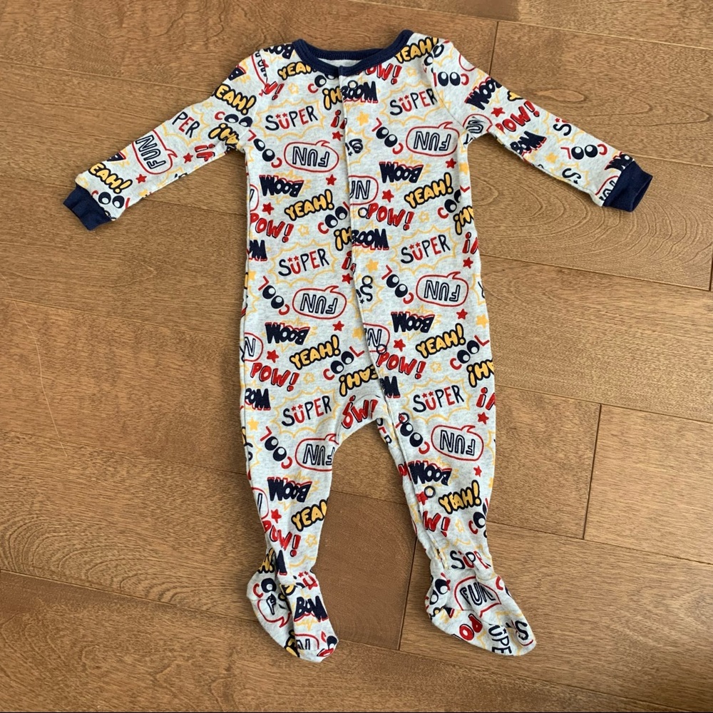 Joe Fresh White Footed One-Piece with Multicolor Comic Print